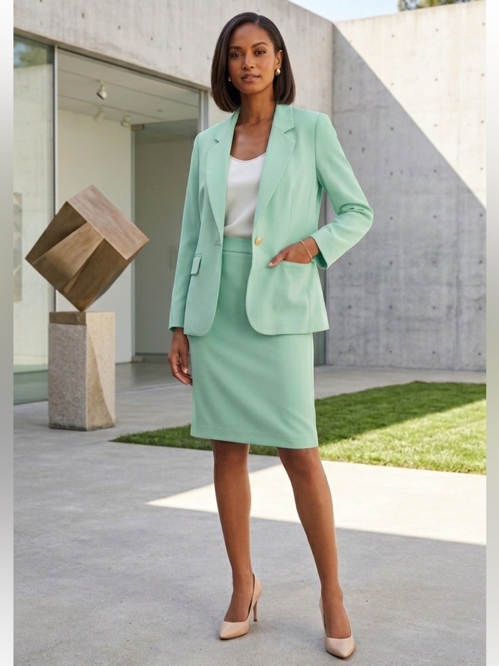 🔥 Take 50% OFF- Signature Collection Women's 2pc Skirt Suits, Size-12P
